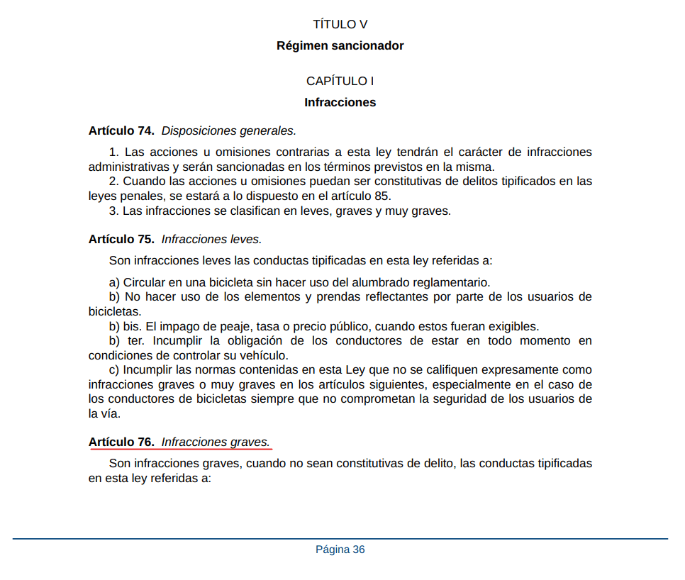 Ley de Tráfico sobre detectores de radar y cinemómetros.