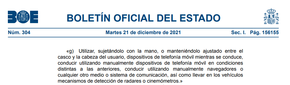 Ley 18/2021, de 20 de diciembre sobre la legalidad de los detectores de radar