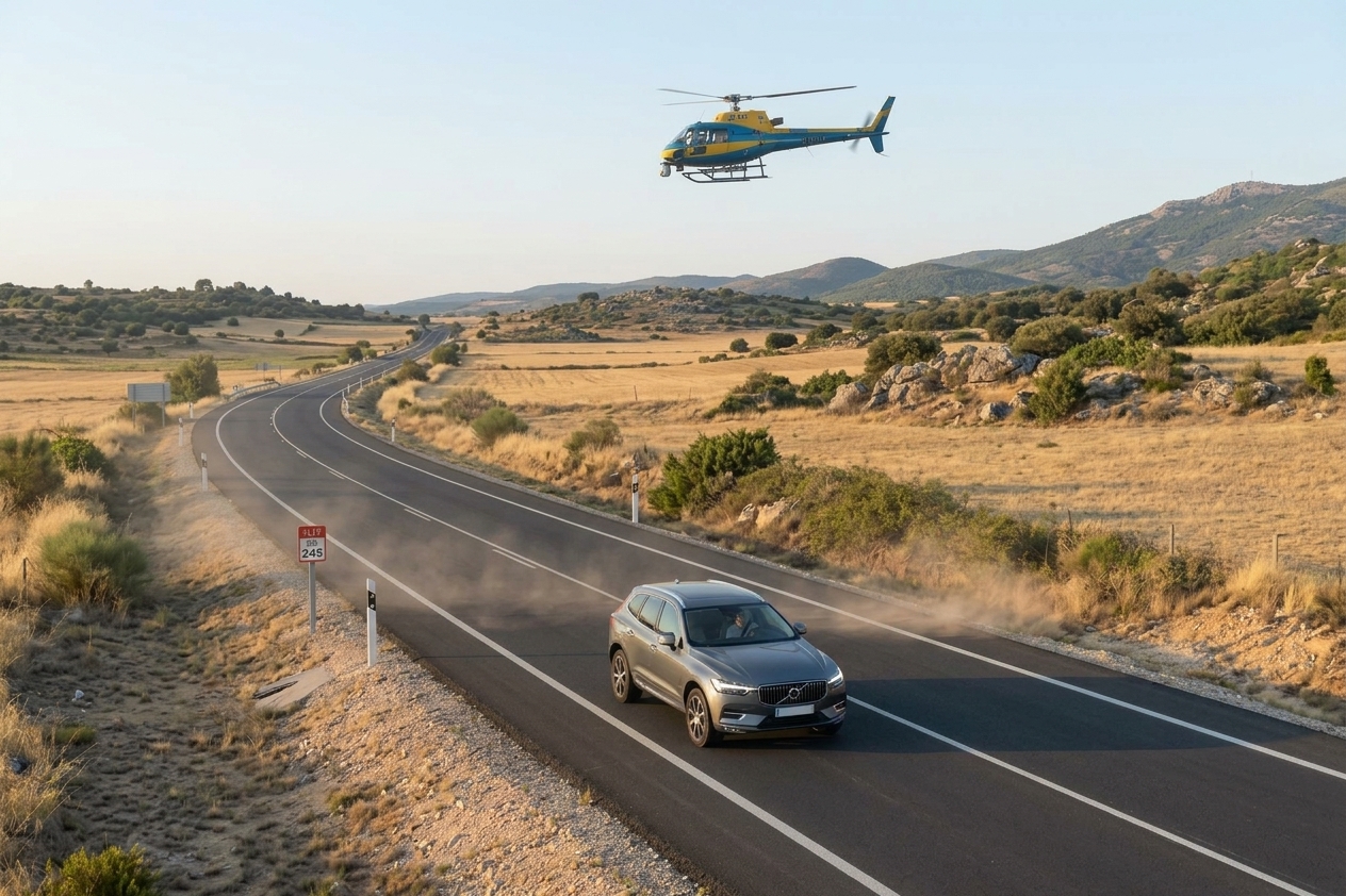 Helicóptero Pegasus de la DGT en una operación de vigilancia del tráfico